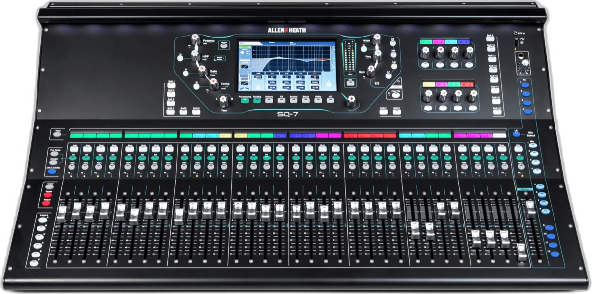 Allen & Heath SQ-7 digital mixing console control surface with motorised faders