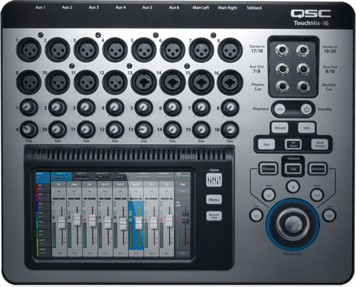 QSC TouchMix-16 compact digital mixer with colour touchscreen