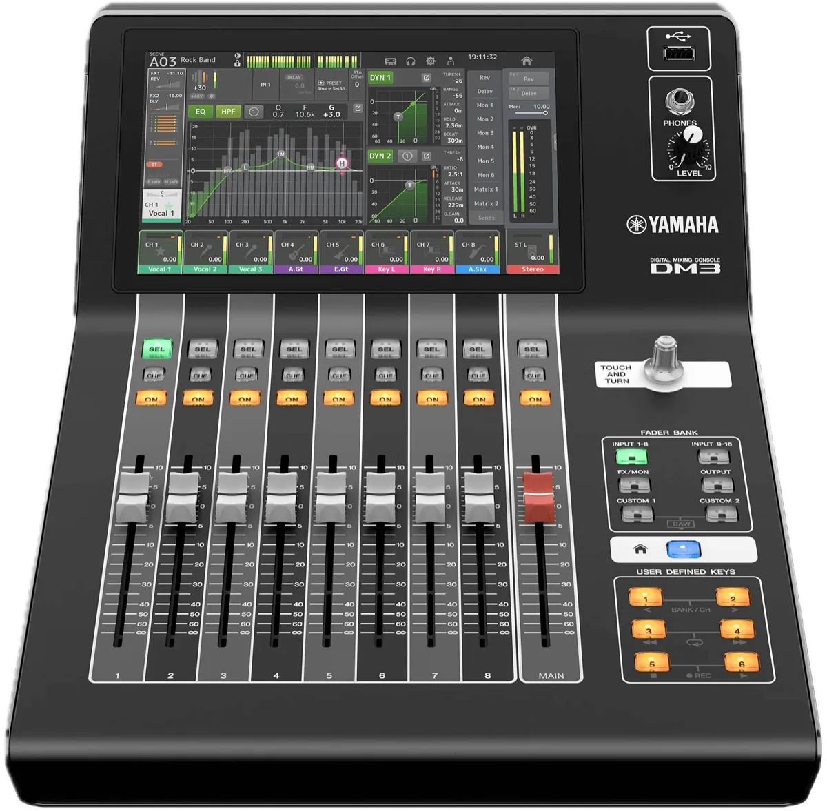 Yamaha DM3 compact digital mixing console with touchscreen and faders