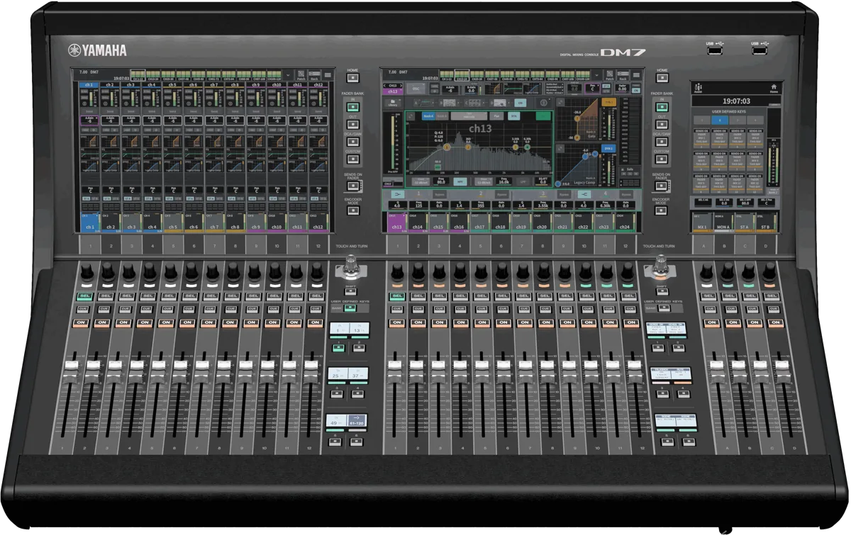 Yamaha DM7 digital mixing console with wide touchscreen surface