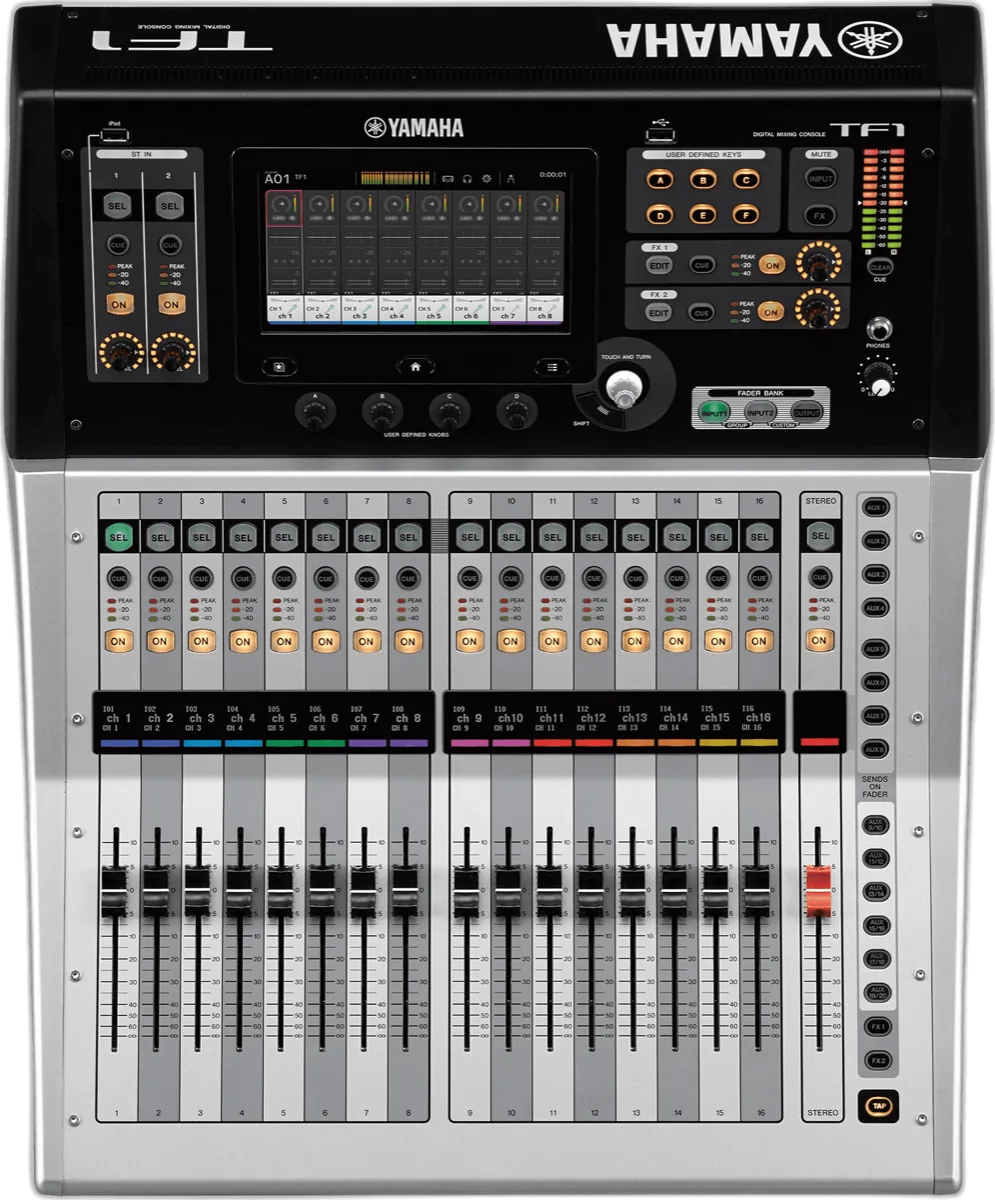 Yamaha TF5 digital mixing console with touchscreen and motorised faders